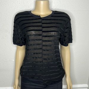 KORAL Black Velvet Striped Lace Top Size XS